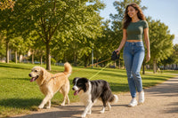 Persona paseando dos perros con la correa DúoWalk